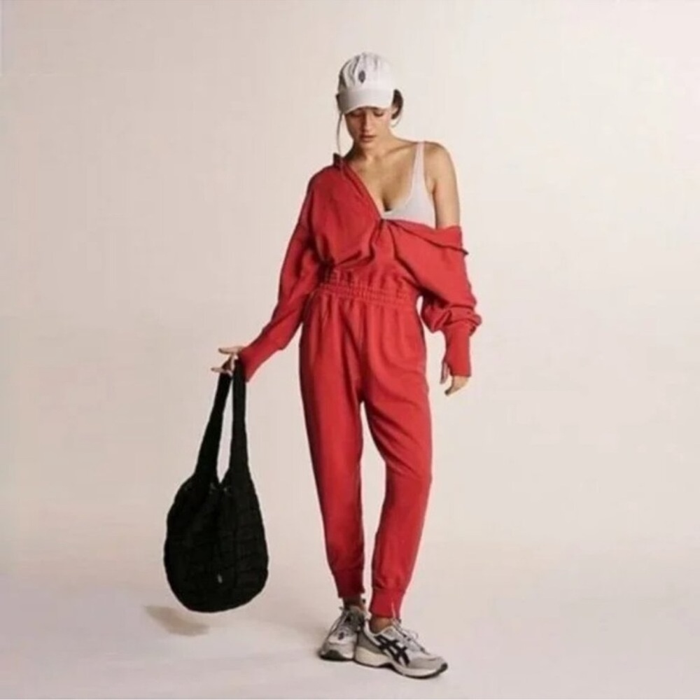 Free people training day red jumpsuit